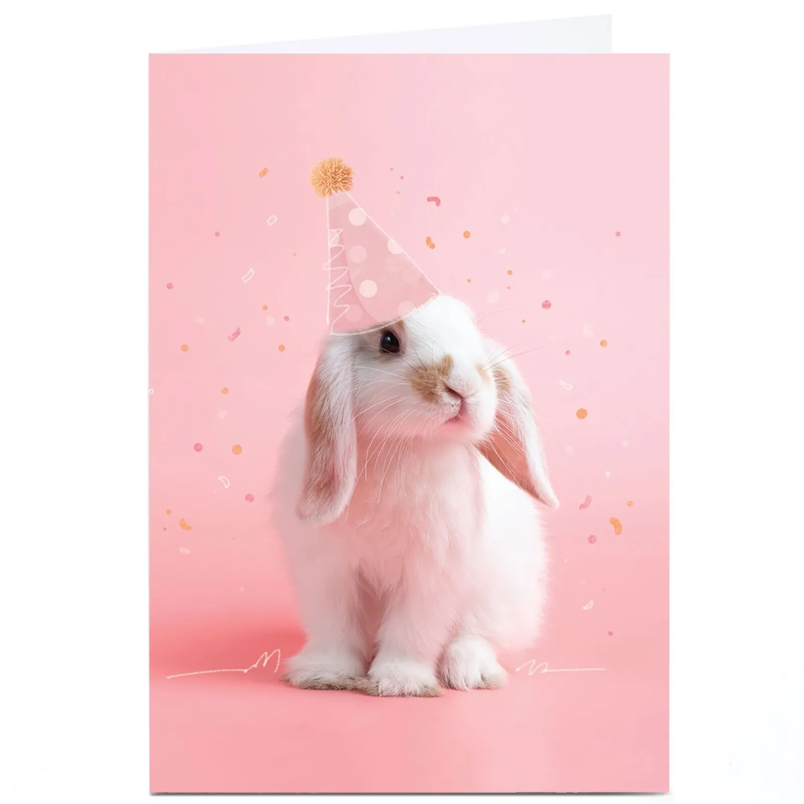 Kids Card Factory Personalised Birthday Card - Rabbit in party hat