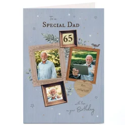 Card Factory Personalised Birthday Card Photo Card - Special Dad 65th, Editable Age