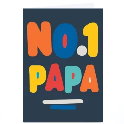 Card Factory Personalised Birthday Card - Bright Bubble Writing No. 1, Papa