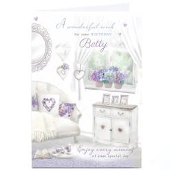 Card Factory Personalised Birthday Card - Purple Living Room