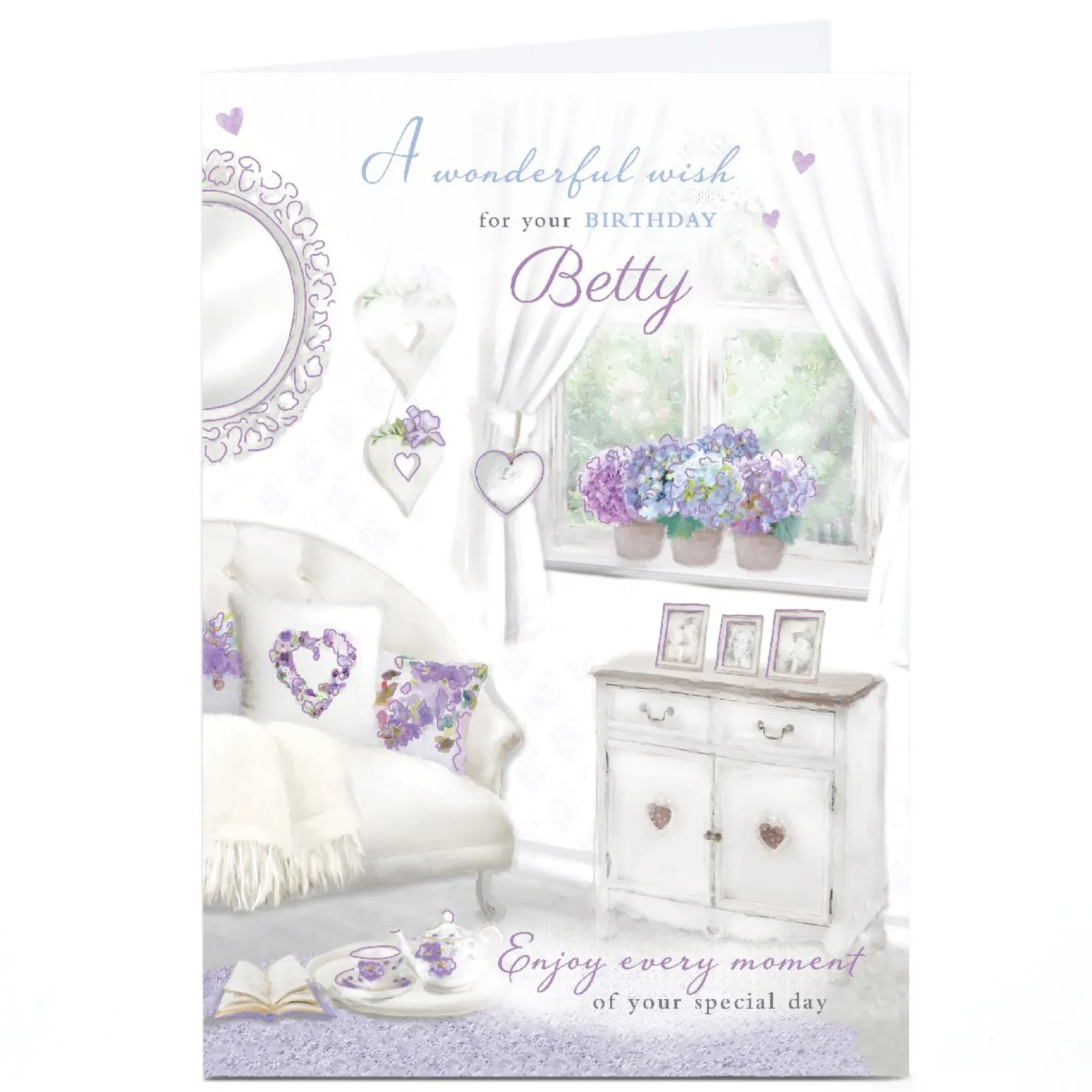Card Factory Personalised Birthday Card - Purple Living Room
