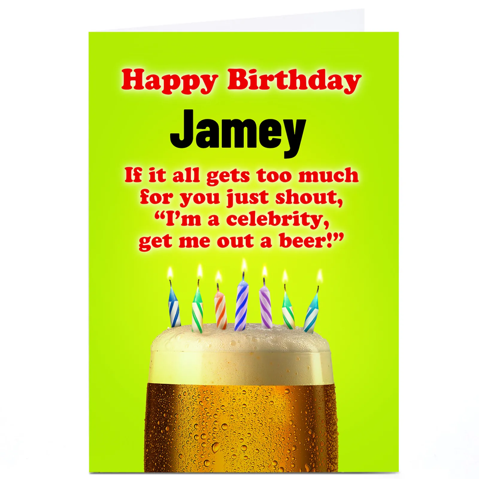 Discount Personalised Birthday Card - I'm A Celebrity... Get Me Out A Beer! Tv & Film|Funny