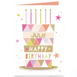 Clearance Personalised Birthday Card - Birthday Cake Triangles Kids For Kids|Birthday