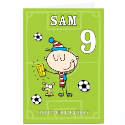 Kids Card Factory Personalised Birthday Card - Football Fan, Editable Age