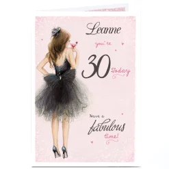 Card Factory Personalised Birthday Card - Black Tutu, Editable Age & Recipient