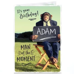Clearance Personalised Birthday Card - Man of the Moment, Any Name Funny|Birthday