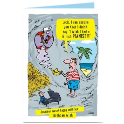 Card Factory Personalised Birthday Card - Genie Wish Cartoon