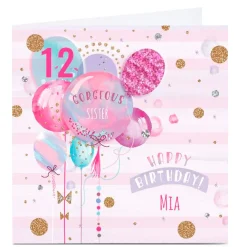 Kids Card Factory Personalised Birthday Card - Pastel Balloons Sister, Any Age