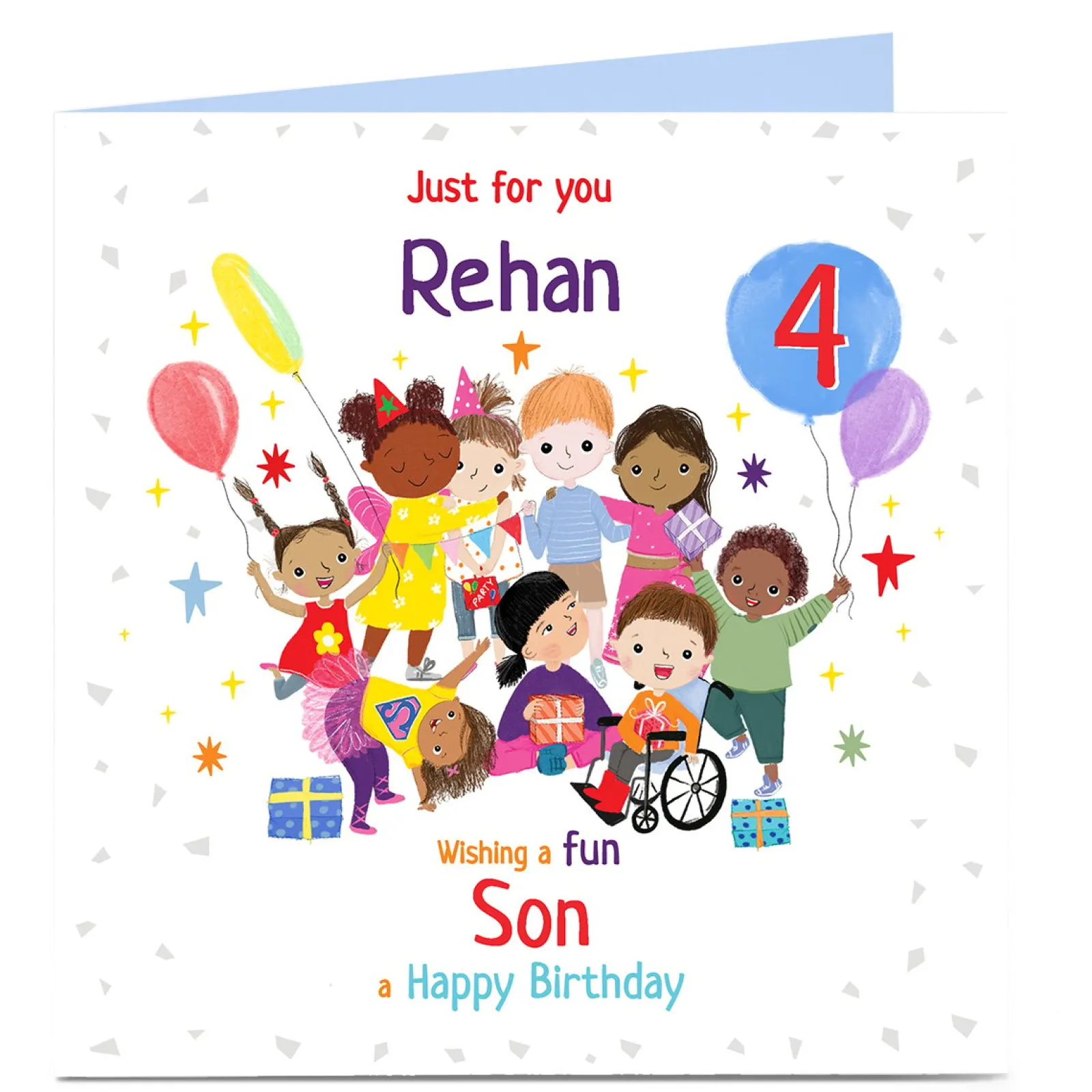 Hot Personalised Birthday Card - Children at Party, Editable Age & Recipient Kids For Nephew|For Grandson