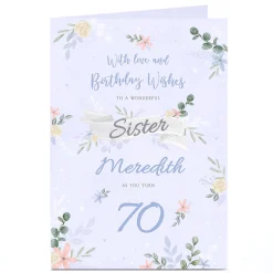 Card Factory Personalised Birthday Card - With Love Sister, Editable Age