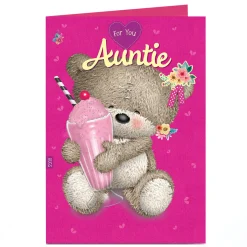 Kids Card Factory Personalised Birthday Card - Hugs Bear With Milkshake