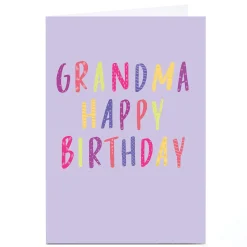 Card Factory Personalised Birthday Card - Lilac and Bright Letters, Grandma