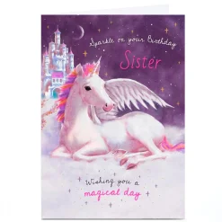 Online Personalised Birthday Card - Winged Unicorn, Sister Kids For Sister|For Kids