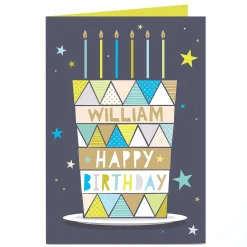 Kids Card Factory Personalised Birthday Card - Geometric Birthday Cake