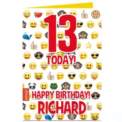 Kids Card Factory Personalised Birthday Card - Emoji Emoji Emoji, Editable Age