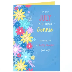 Discount Personalised Birthday Card - July Birthday Happy Thoughts Birthday|For Her