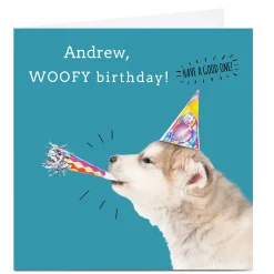 Card Factory Personalised Birthday Card - Dog Woofy Birthday