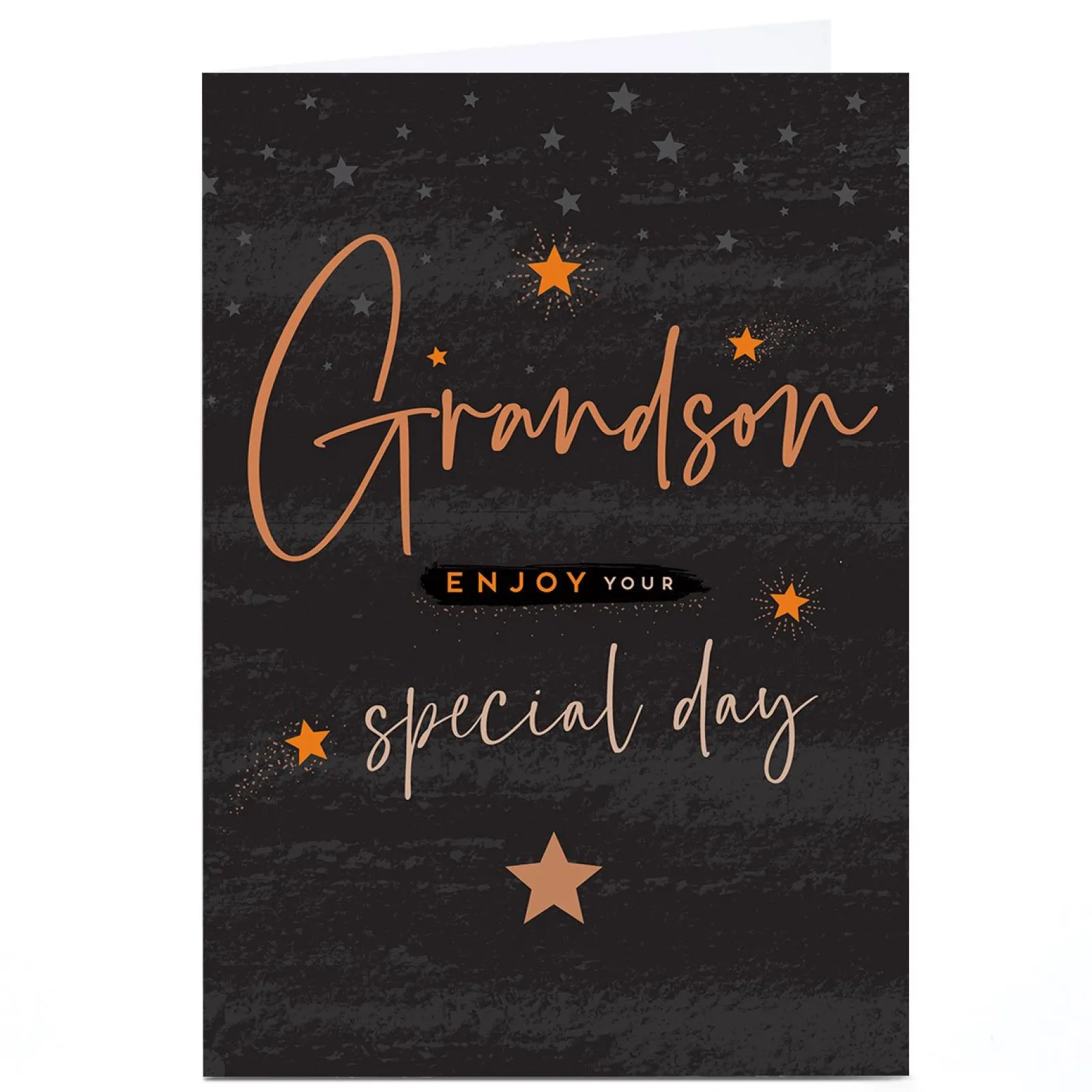 Outlet Personalised Birthday Card - Black and Bronze, Grandson For Grandson|Grandson