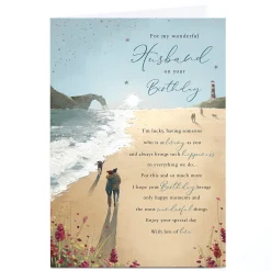 Best Personalised Birthday Card - Romantic Walk on The Beach, Husband For Husband|Birthday