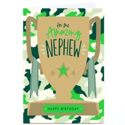 Personalised Birthday Card - Camouflage Trophy, Nephew Kids For Nephew|For Kids