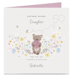 New Personalised Birthday Card - Bear Watercolour For Wife|For Mum