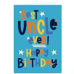 Card Factory Personalised Birthday Card - Best Ever Bright and Bold Letters, Uncle