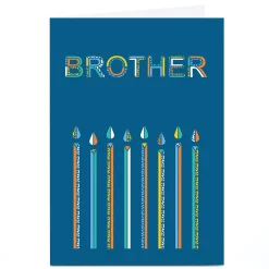 Hot Personalised Birthday Card - Contemporary Cake Candles, Brother For Brother|Birthday