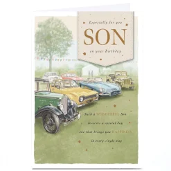 Card Factory Personalised Birthday Card - Classic Cars, Son