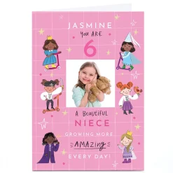 Kids Card Factory Personalised Birthday Card - Growing More Amazing Every Day, Niece, Editable Age