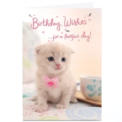 Kids Card Factory Personalised Birthday Card - Purrfect Day Kitten