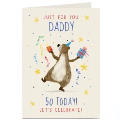BOY Card Factory Personalised Birthday Card - Daddy Let's Celebrate, Editable Age