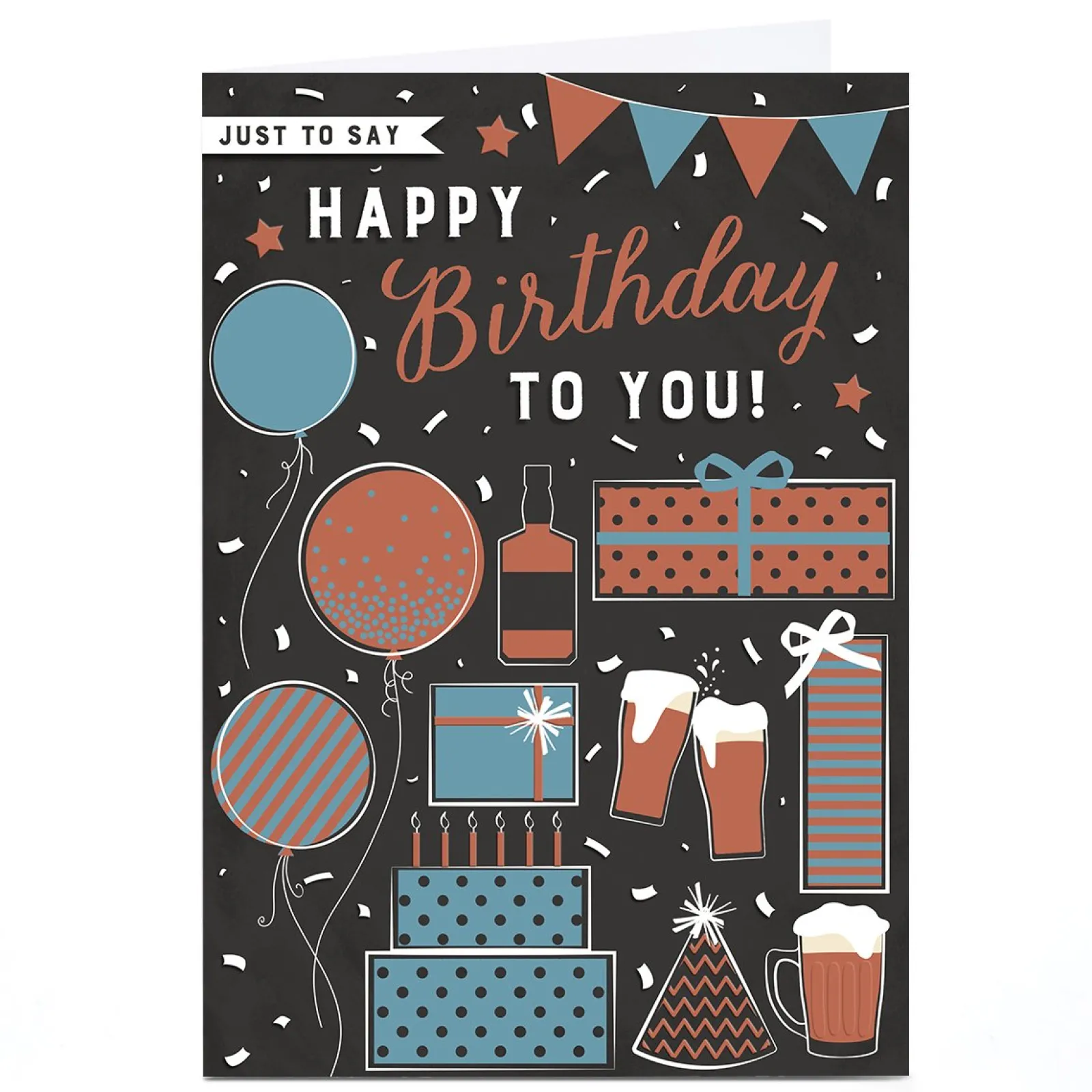 Card Factory Personalised Birthday Card - Balloons & Gifts