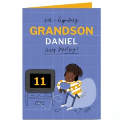Kids Card Factory Personalised Birthday Card - Legendary Grandson, Editable Age & Recipient