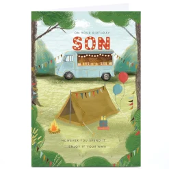Sale Personalised Birthday Card - Camping and Food Truck, Son For Son|Son
