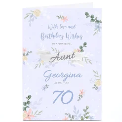 Card Factory Personalised Birthday Card - Aunt Love & Wishes Floral, Editable Age