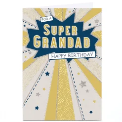Card Factory Personalised Birthday Card - Comic Book Style Explosion, Grandad