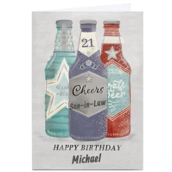Personalised Birthday Card - Bottles of Beer, Cheers!, Editable Age BOY For Son|For Grandson
