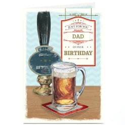 Card Factory Personalised Birthday Card - Pub Scene, Dad Just For You