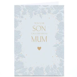 New Personalised Birthday Card - Pastel Blue Floral, Mum From Your Son For Mum|Mum