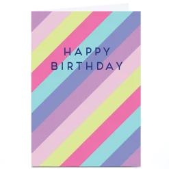Card Factory Personalised Birthday Card - Stripe Happy Birthday