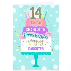 Card Factory Personalised Birthday Card - Birthday Cake Daughter, Any Age