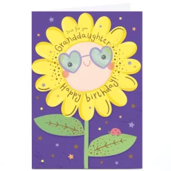 Kids Card Factory Personalised Birthday Card - Just For You Sunflower, Granddaughter