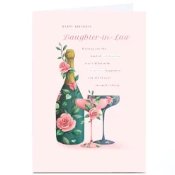 Hot Personalised Birthday Card - Floral Drinks, Daughter-in-Law Birthday|For Her