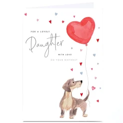 Card Factory Personalised Birthday Card - Dog Heart Balloon, Daughter