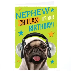 Online Personalised Birthday Card - Chillax Pug, Nephew Kids For Nephew|For Kids