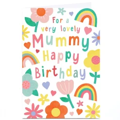 Online Personalised Birthday Card - Bright Rainbow Flowers, Mummy For Mum|Mum