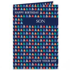 Card Factory Personalised Birthday Card - Triangular Pattern, Son
