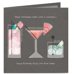 Online Personalised Birthday Card - Start With A Cocktail Birthday|For Her
