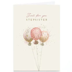 Discount Personalised Birthday Card - Sparkle Confetti Balloons, Stepsister Birthday|For Her