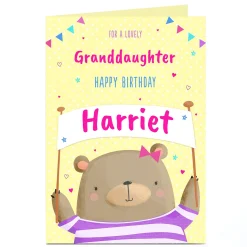 Kids Card Factory Personalised Birthday Card - Bear & Banner Granddaughter